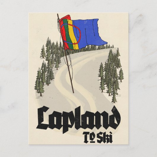 Lapland om te skiën briefkaart (Voorkant)