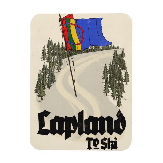 Lapland om te skiën magneet (Verticaal)