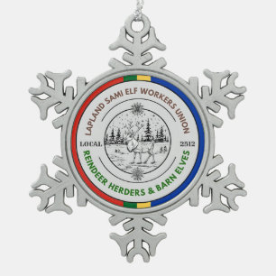 Lapland Sami Elf Arbeiders Vakbond rendierherders Tin Sneeuwvlok Ornament