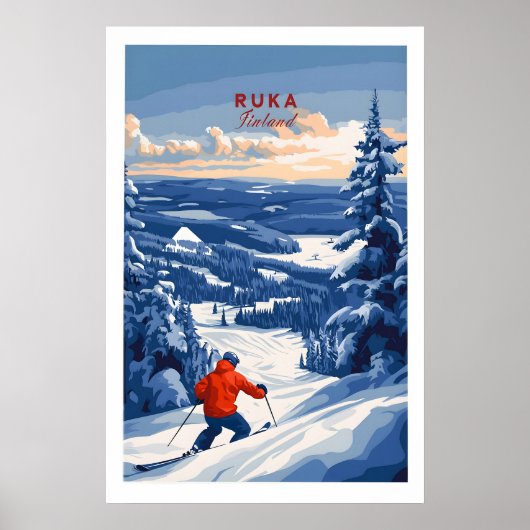 Lapland Ski Landschap Kunst 1 Poster (Voorkant)