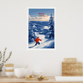 Lapland Ski Landschap Kunst 1 Poster (Keuken)
