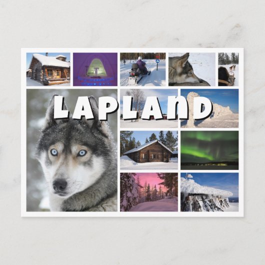 Lapland souvenir fotocollage briefkaart (Voorkant)