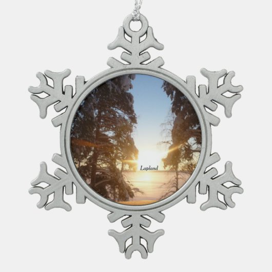 Lapland zonsondergang tin sneeuwvlok ornament (Voorkant)