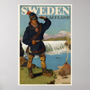Lapland Zweden Vintage Reisposter Poster