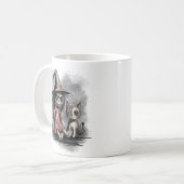 Lappenpopheks en kat koffiemok (Voorkant links)
