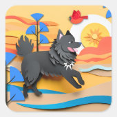 LAPPY GO LUCKY Lapphund Vierkante Sticker (Voorkant)