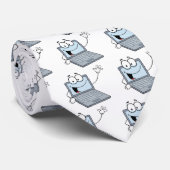 Laptop Cartoon Character Waing a Greeting Stropdas (Opgerold)