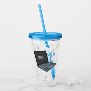 Laptop cartoon illustratie acryl drinkbeker
