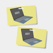 Laptop cartoon illustratie badge (Voor- en achterkant)