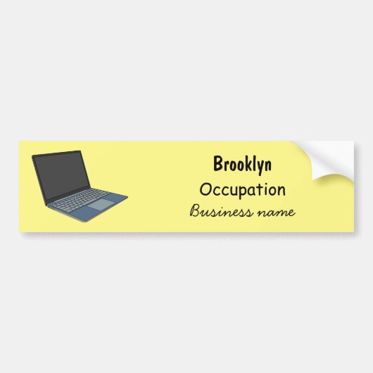 Laptop cartoon illustratie bumpersticker (Voorkant)