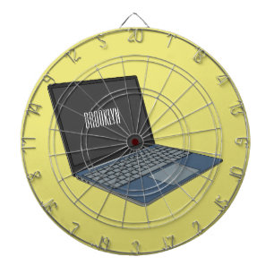 Laptop cartoon illustratie dartbord