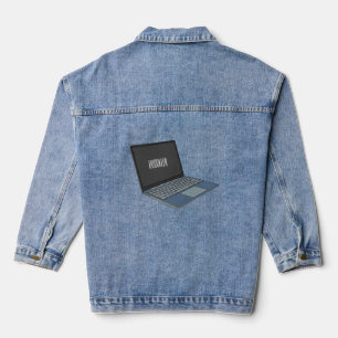 Laptop cartoon illustratie denim jacket