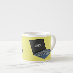 Laptop cartoon illustratie espresso kop