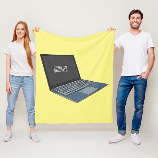 Laptop cartoon illustratie fleece deken (In situ)