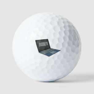Laptop cartoon illustratie golfballen