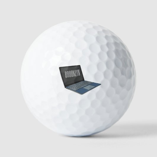 Laptop cartoon illustratie golfballen (Voorkant)