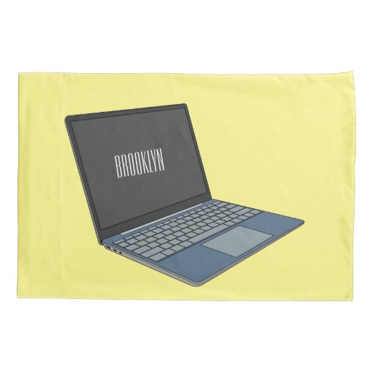 Laptop cartoon illustratie kussensloop (Achterkant)