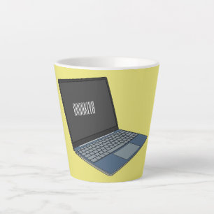 Laptop cartoon illustratie latte mok
