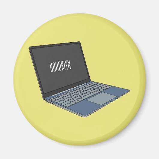 Laptop cartoon illustratie magneet (Voorkant)