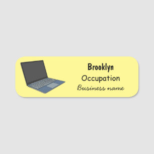 Laptop cartoon illustratie naamplaatje