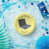 Laptop cartoon illustratie papieren kommen (Feest)