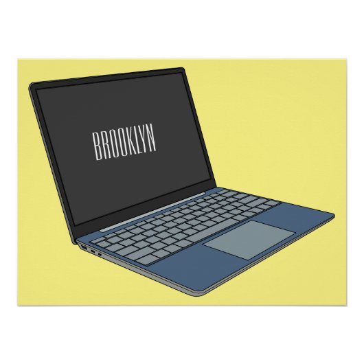 Laptop cartoon illustratie perfect poster (Voorkant)