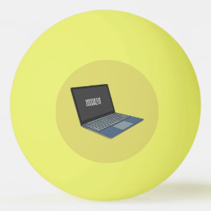Laptop cartoon illustratie pingpongbal