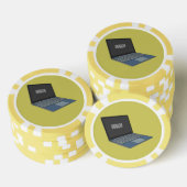 Laptop cartoon illustratie poker chips (Opstapeling)