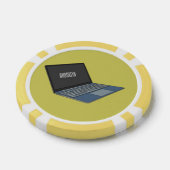 Laptop cartoon illustratie poker chips (Enkel)