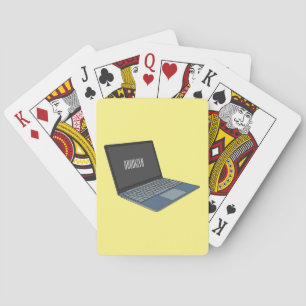 Laptop cartoon illustratie pokerkaarten