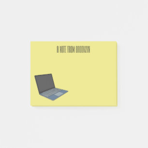Laptop cartoon illustratie post-it® notes