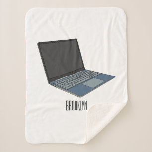 Laptop cartoon illustratie sherpa deken