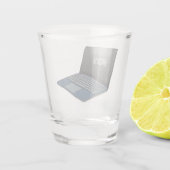 Laptop cartoon illustratie shot glas (Achterkant)