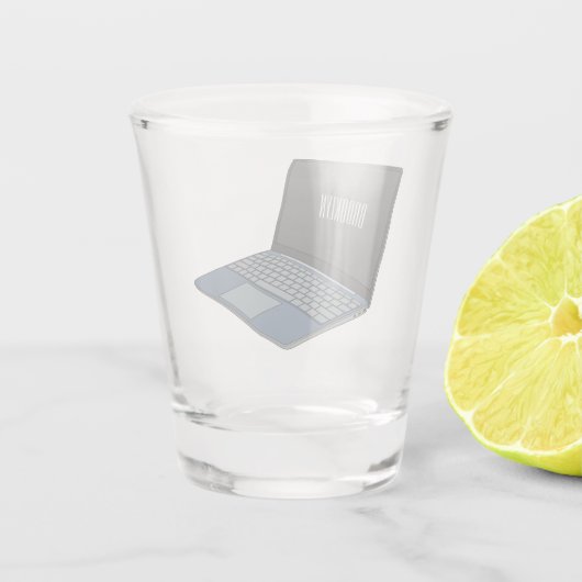 Laptop cartoon illustratie shot glas (Achterkant)