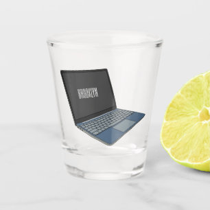 Laptop cartoon illustratie shot glas