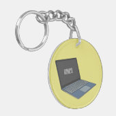 Laptop cartoon illustratie sleutelhanger (Voorkant Links)