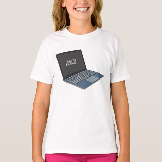 Laptop cartoon illustratie t-shirt (Voorkant)
