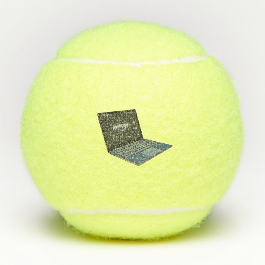 Laptop cartoon illustratie tennisballen (Voorkant)