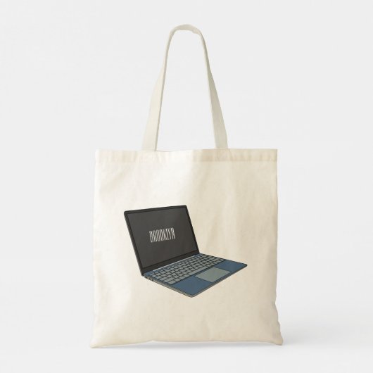Laptop cartoon illustratie tote bag (Achterkant)