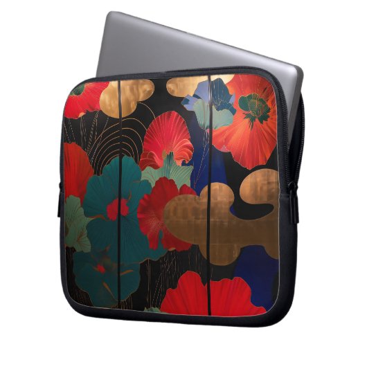 laptop case Japanese style flower (Voorkant Links)