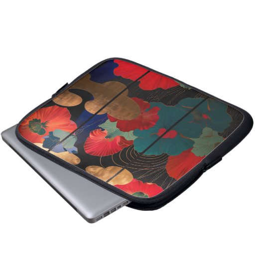laptop case Japanese style flower (Voorkant onderkant)