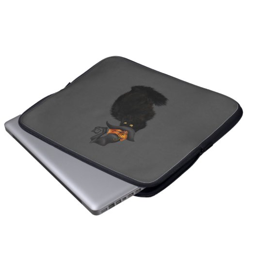 Laptop Case with Black Halloween Cat Design (Voorkant onderkant)