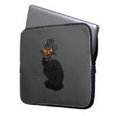 Laptop Case with Black Halloween Cat Design (Voorkant Links)