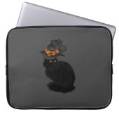 Laptop Case with Black Halloween Cat Design (Voorkant)