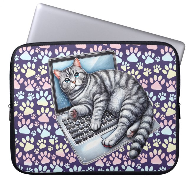 Laptop Cat Laptop Sleeve (Voorkant)