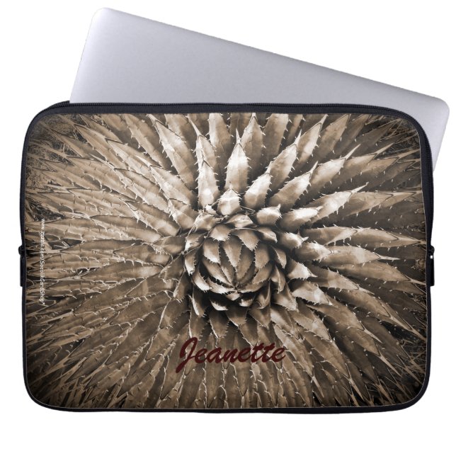 Laptop Computer Sleeve Agave Spike Sepia Brown Tan (Voorkant)
