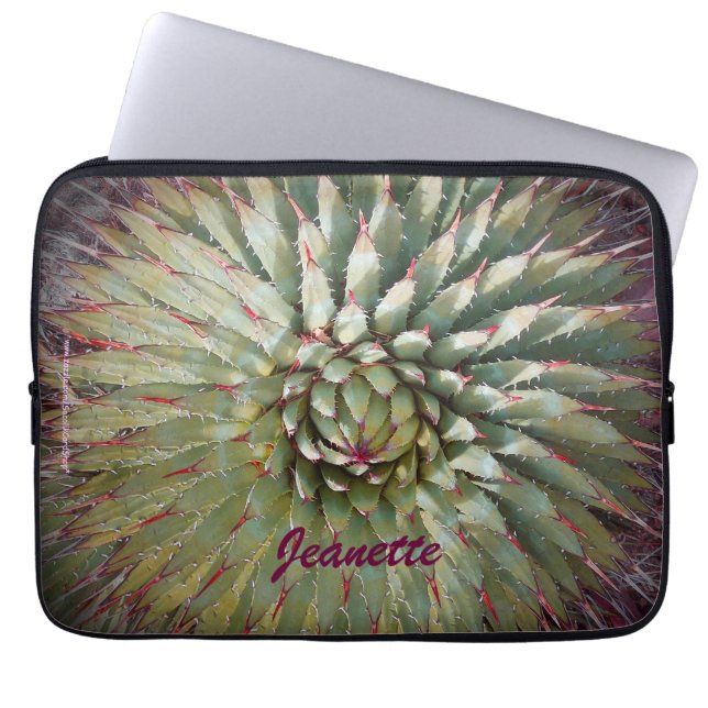 Laptop Computer Sleeve Agave Spikes Green Paars (Voorkant)
