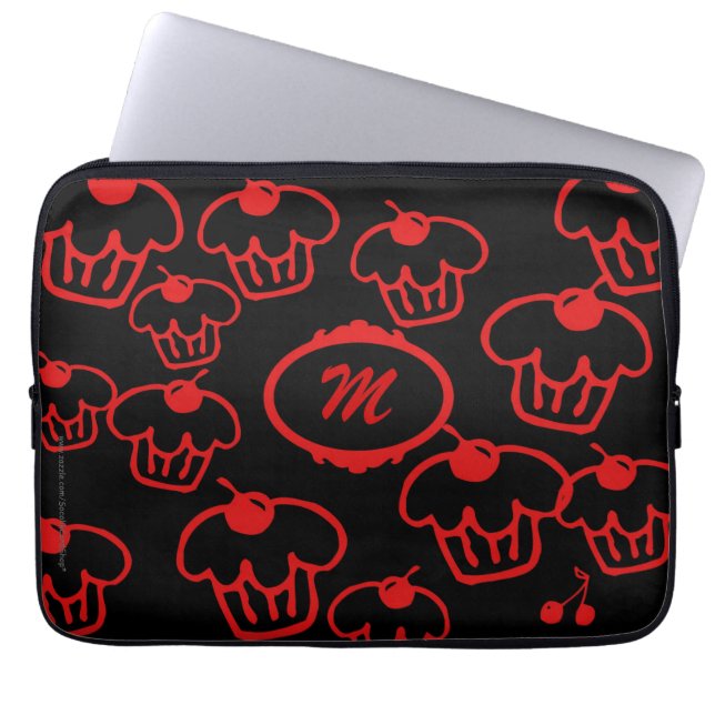 Laptop Computer Sleeve Cupcakes met monogram (Voorkant)