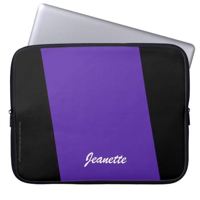 Laptop Computer Sleeve Paars en Black One Stripe (Voorkant)
