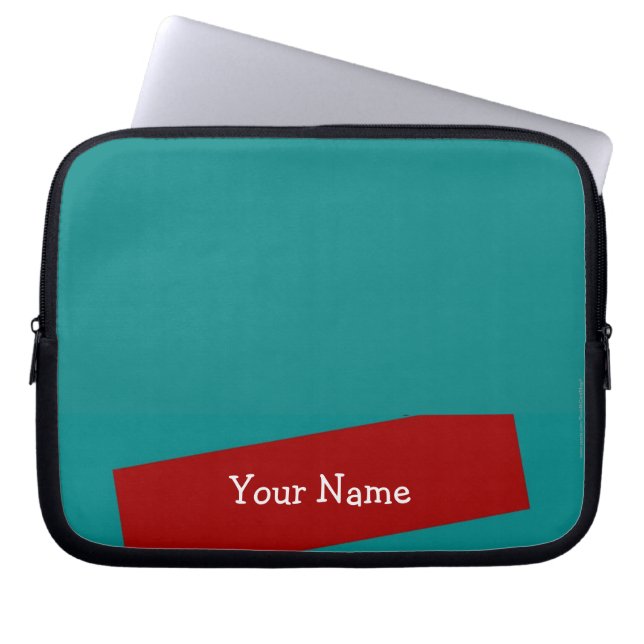 Laptop Computer Sleeve, Turquoise en Brick Sleeve (Voorkant)